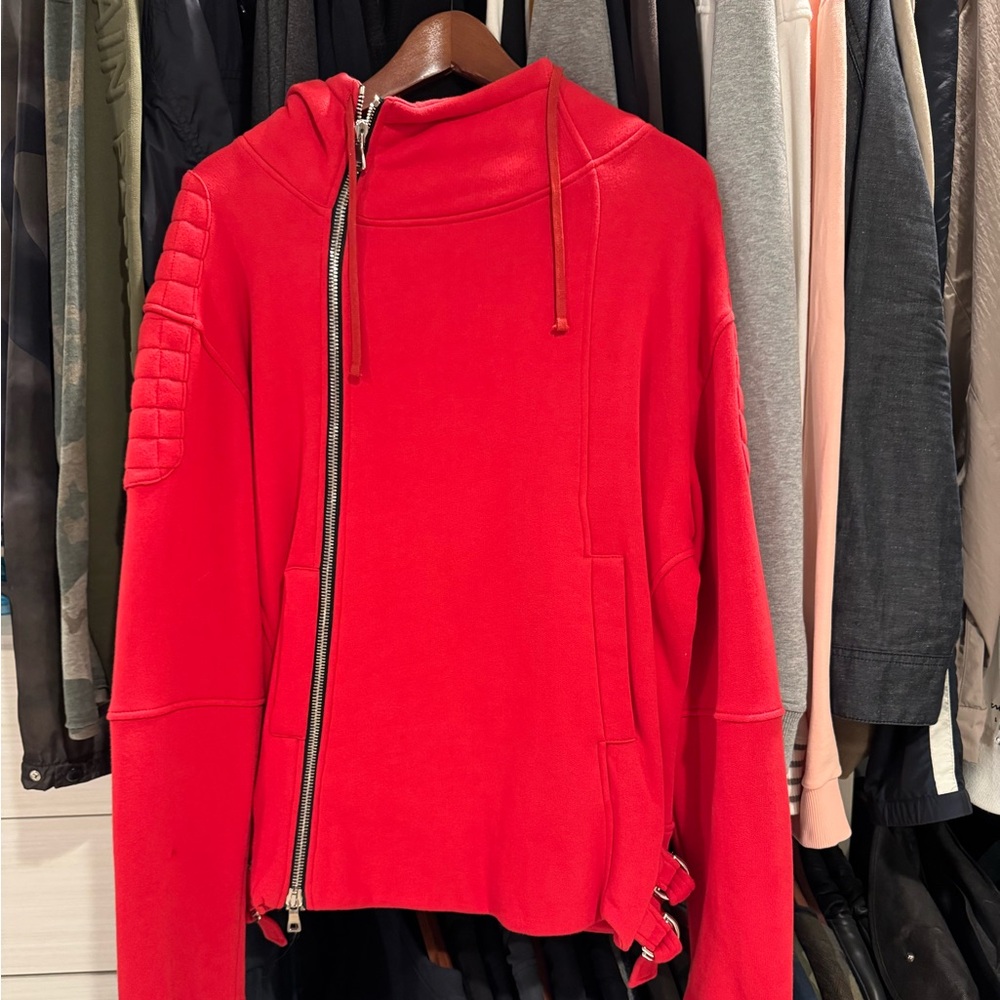 Balmain Men’s Asymmetric Zip Up Biker Sweater XL
